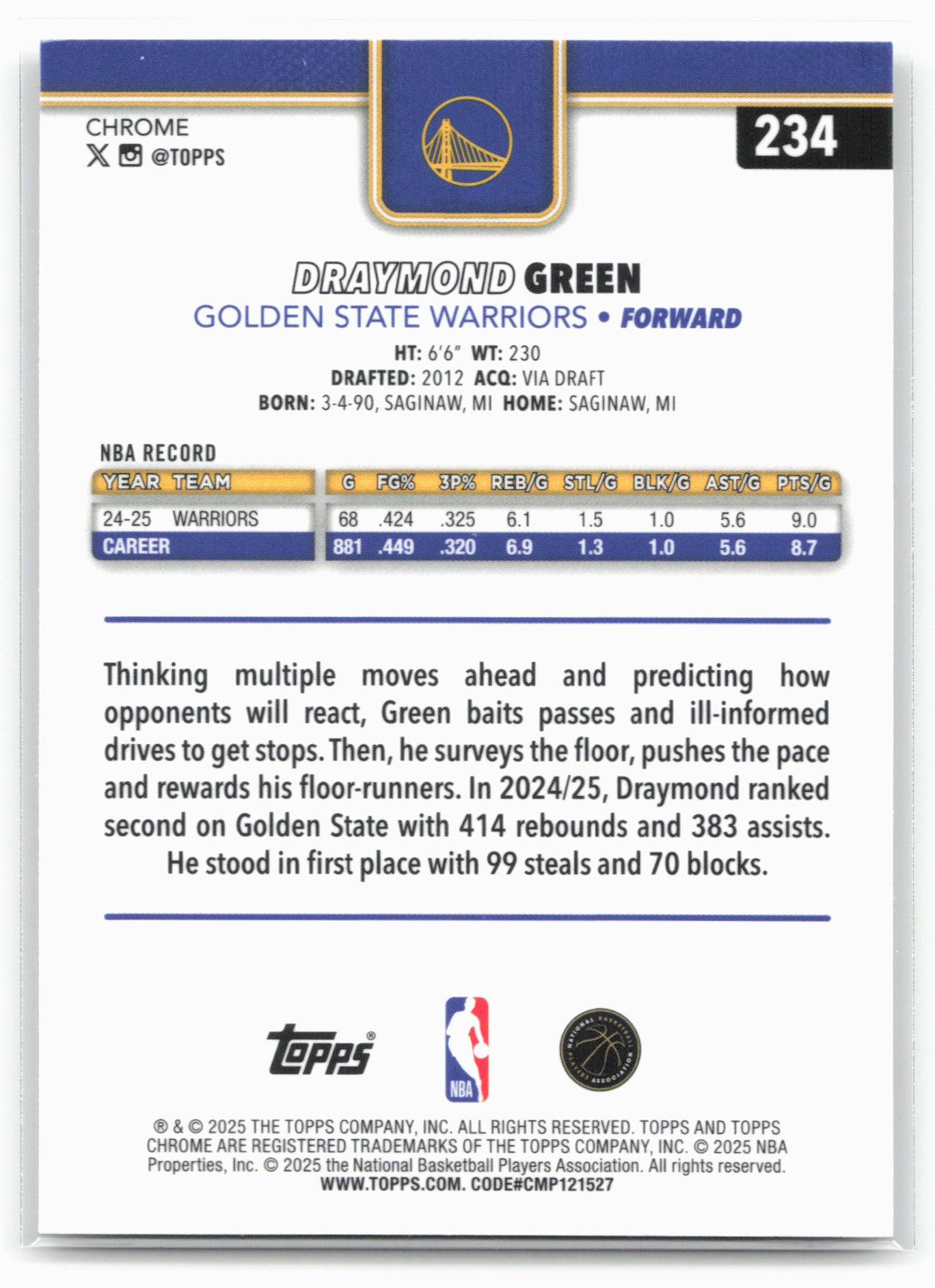 2025-26 Topps Chrome #234 Draymond Green