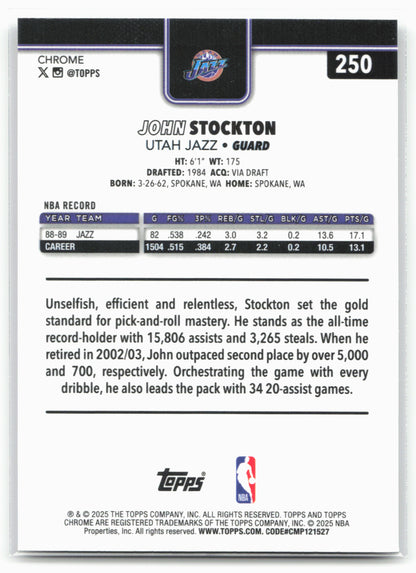 2025-26 Topps Chrome #250 John Stockton