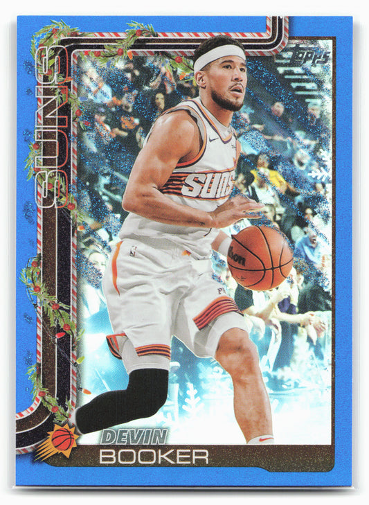 2025-26 Topps Holiday #H124 Devin Booker Blue Metallic Glitter Holiday