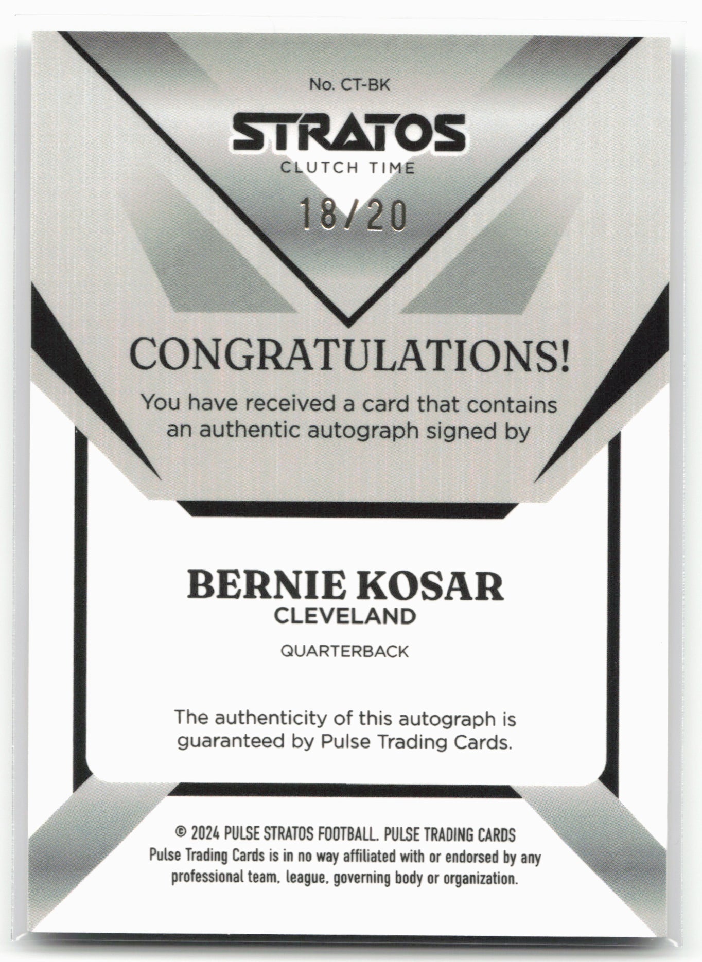 2024 Pulse Stratos #CT-BK Bernie Kosar 18/20