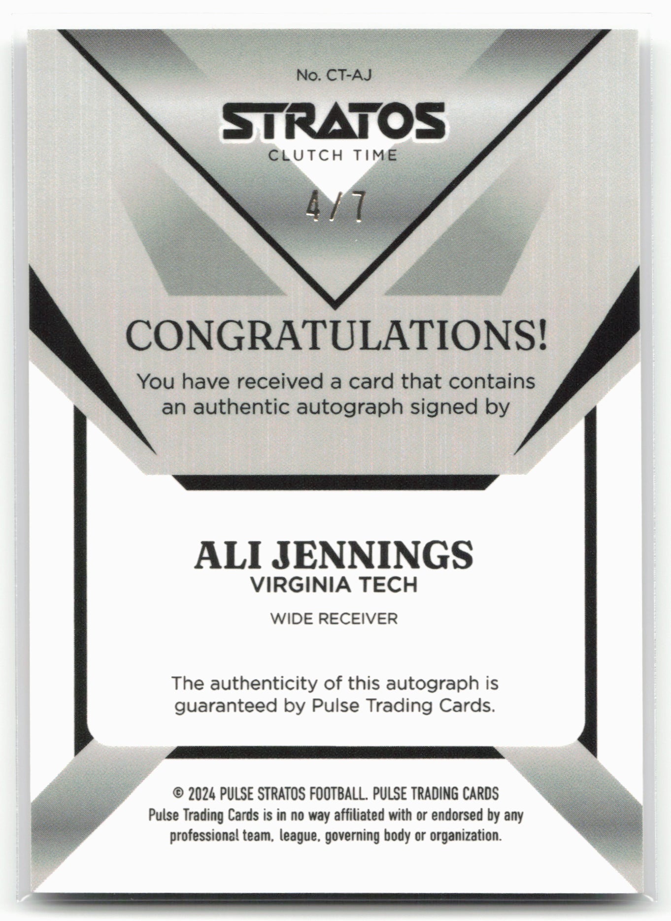 2024 Pulse Stratos #CT-AJ Ali Jennings Red 4/7