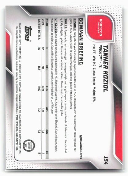 2025 Bowman University Chrome #154 Tanner Koziol