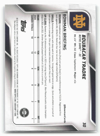 2025 Bowman University Chrome #30 Boubacar Traore