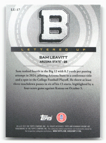 
2025 Bowman University Chrome #LU-17 Sam Leavitt Lettered Up