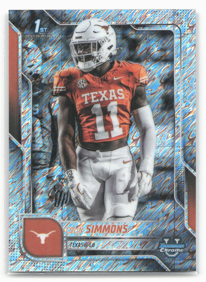 2025 Bowman University Chrome #122 Colin Simmons Shimmer Refractor