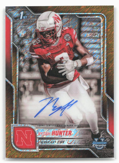 2025 Bowman University Chrome #BCA-NH Nyziah Hunter Autographs Gold Shimmer #/50