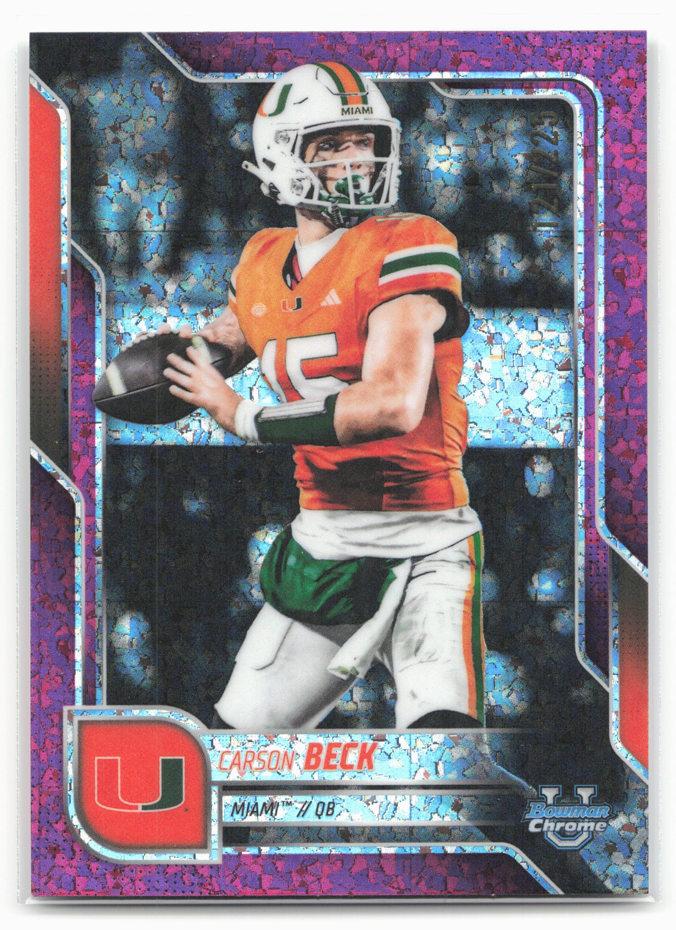 2025 Bowman University Chrome #138 Carson Beck Fuchsia Mini-Diamond #/225