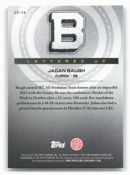 2025 Bowman University Chrome #LU-14 Jadan Baugh Lettered Up