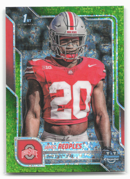 2025 Bowman University Chrome #43 James Peoples Lime Green Mini-Diamond #/275
