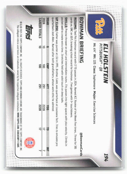 2025 Bowman University Chrome #194 Eli Holstein