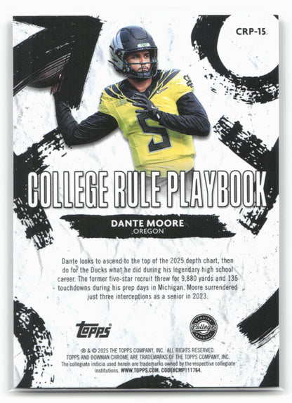 2025 Bowman University Chrome #CRP-15 Dante Moore College Rule Playbook