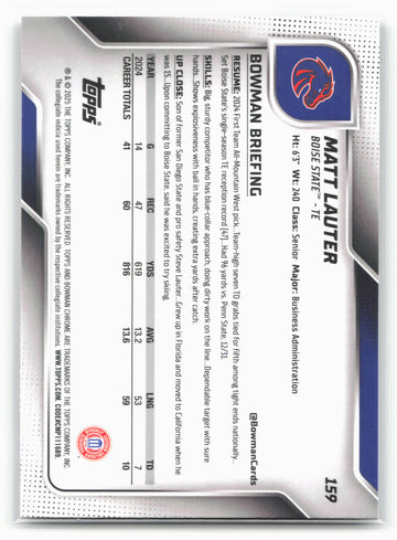 
2025 Bowman University Chrome #159 Matt Lauter