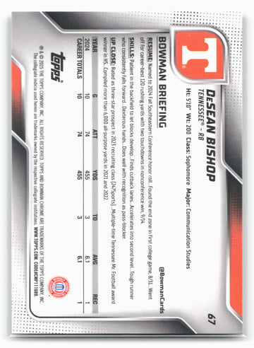 
2025 Bowman University Chrome #67 DeSean Bishop
