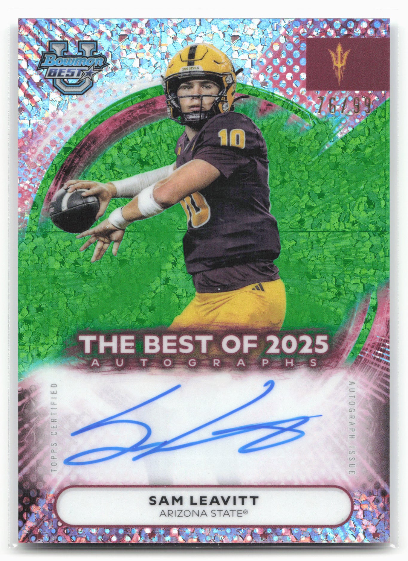 2025 Bowman University Best #BOA-SL Sam Leavitt Autographs Green Diamond #/99