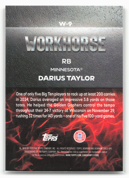 2025 Bowman University Best #W-9 Darius Taylor Workhorse 25225