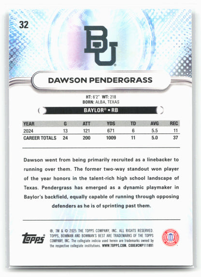 2025 Bowman University Best #32 Dawson Pendergrass 25229