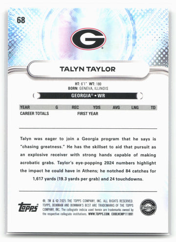 
2025 Bowman University Best #68 Talyn Taylor 25232