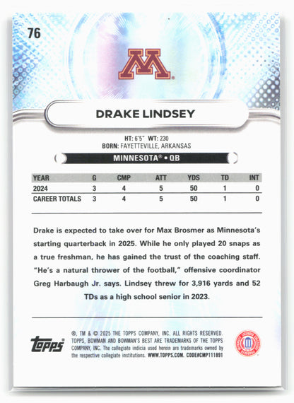 2025 Bowman University Best #76 Drake Lindsey 25233