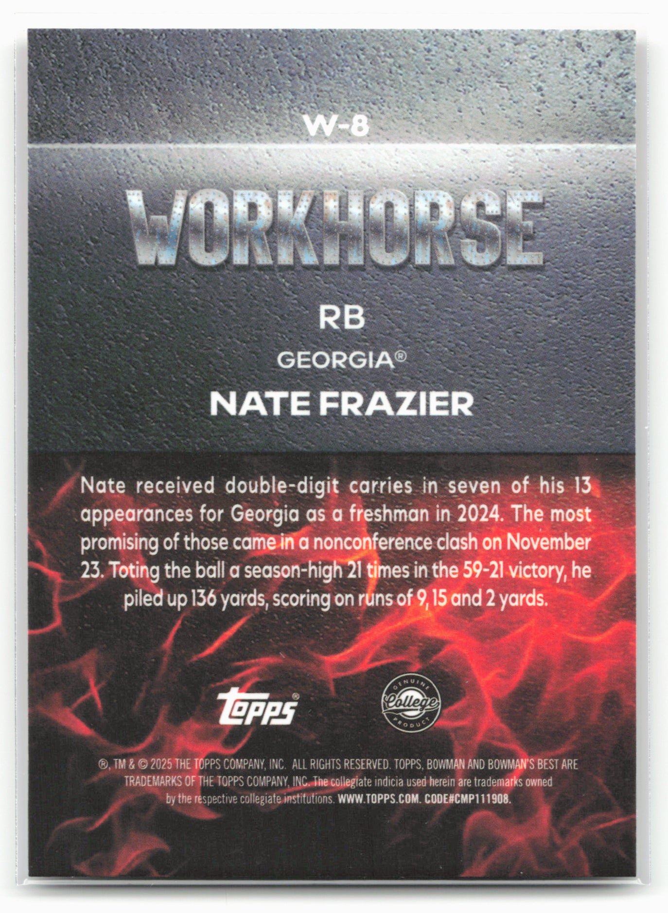 2025 Bowman University Best #W-8 Nate Frazier Shimmer