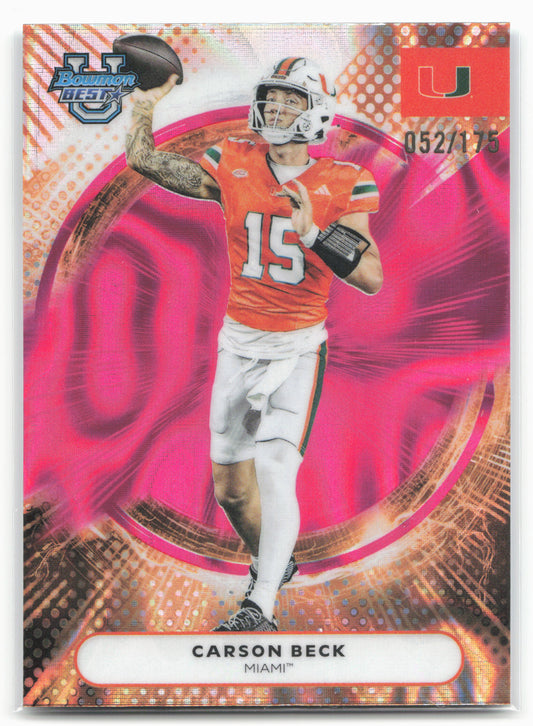 2025 Bowman University Best #99 Carson Beck Pink Lava #/175