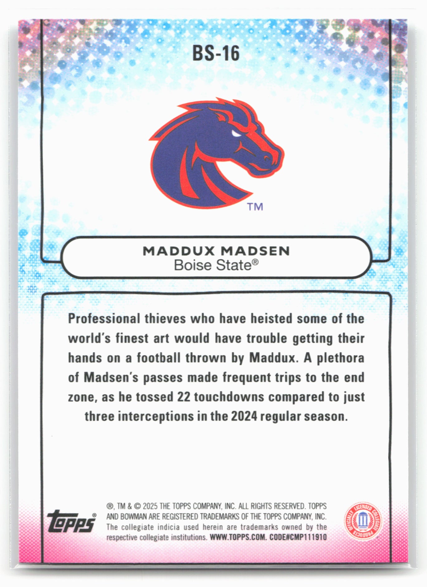 2025 Bowman University Best #BS-16 Maddux Madsen Bowman Showpieces