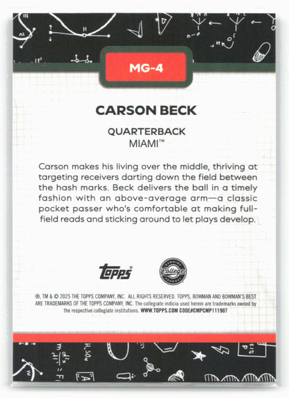 2025 Bowman University Best #MG-4 Carson Beck Making The Grade
