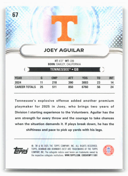 2025 Bowman University Best #67 Joey Aguilar