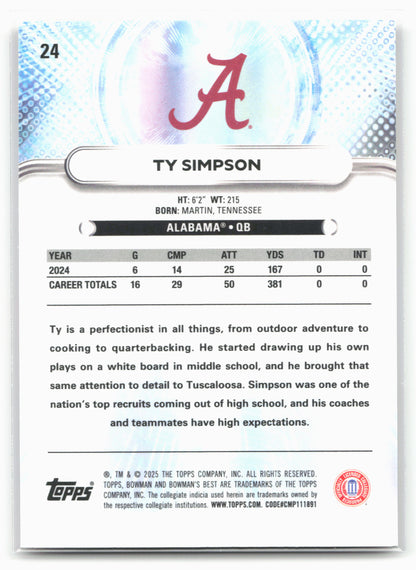 2025 Bowman University Best #24 Ty Simpson
