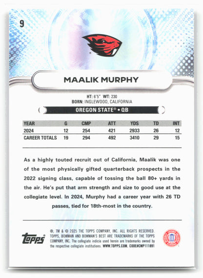 2025 Bowman University Best #9 Maalik Murphy