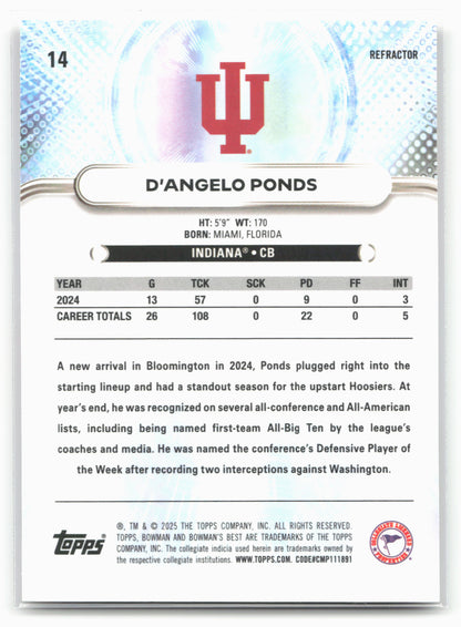 2025 Bowman University Best #14 D'Angelo Ponds Refractor