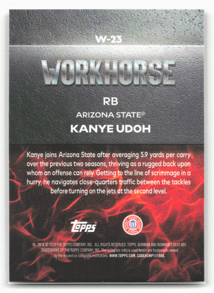 2025 Bowman University Best #W-23 Kanye Udoh Workhorse