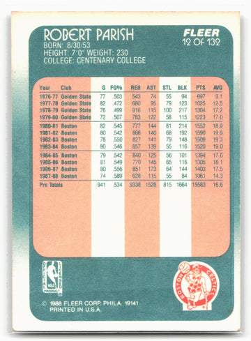 1988-89 Fleer #12 Robert Parish