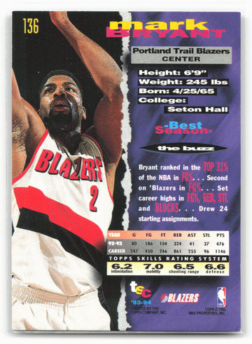 1993-94 Stadium Club #136 Mark Bryant 1994 NBA Finals Super Teams Exchange