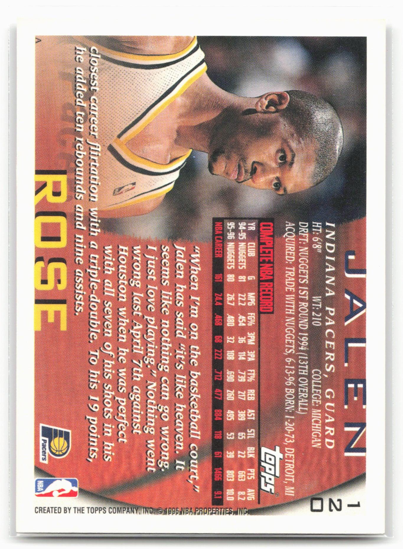 1996-97 Topps #120 Jalen Rose
