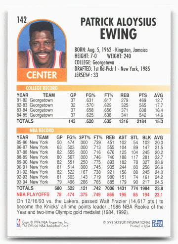 1994-95 Hoops #142 Patrick Ewing