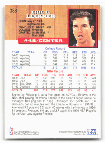 
1993-94 Hoops #388 Eric Leckner Fifth Anniversary Gold