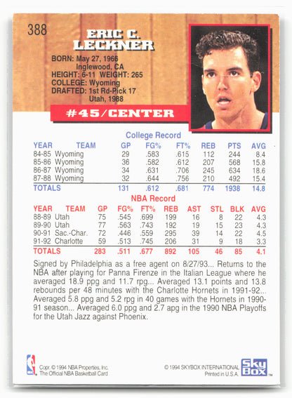 1993-94 Hoops #388 Eric Leckner Fifth Anniversary Gold