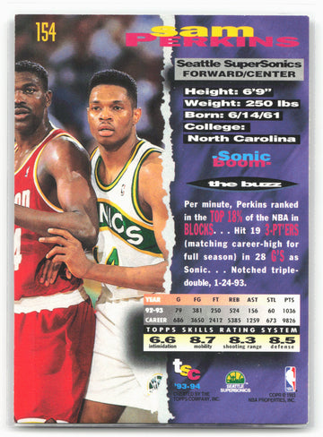 1993-94 Stadium Club #154 Sam Perkins 1994 NBA Finals Super Teams Exchange