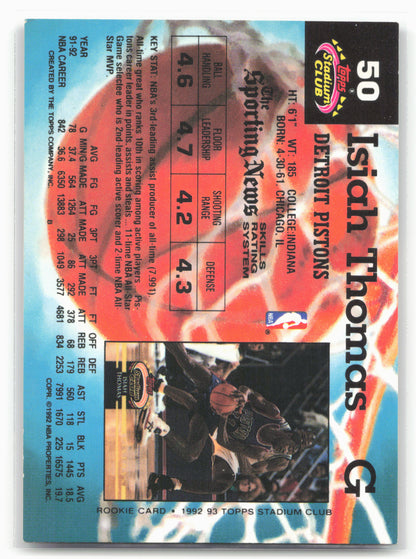 1992-93 Stadium Club #50 Isiah Thomas