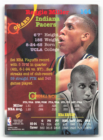 1994-95 Stadium Club #144 Reggie Miller 25290