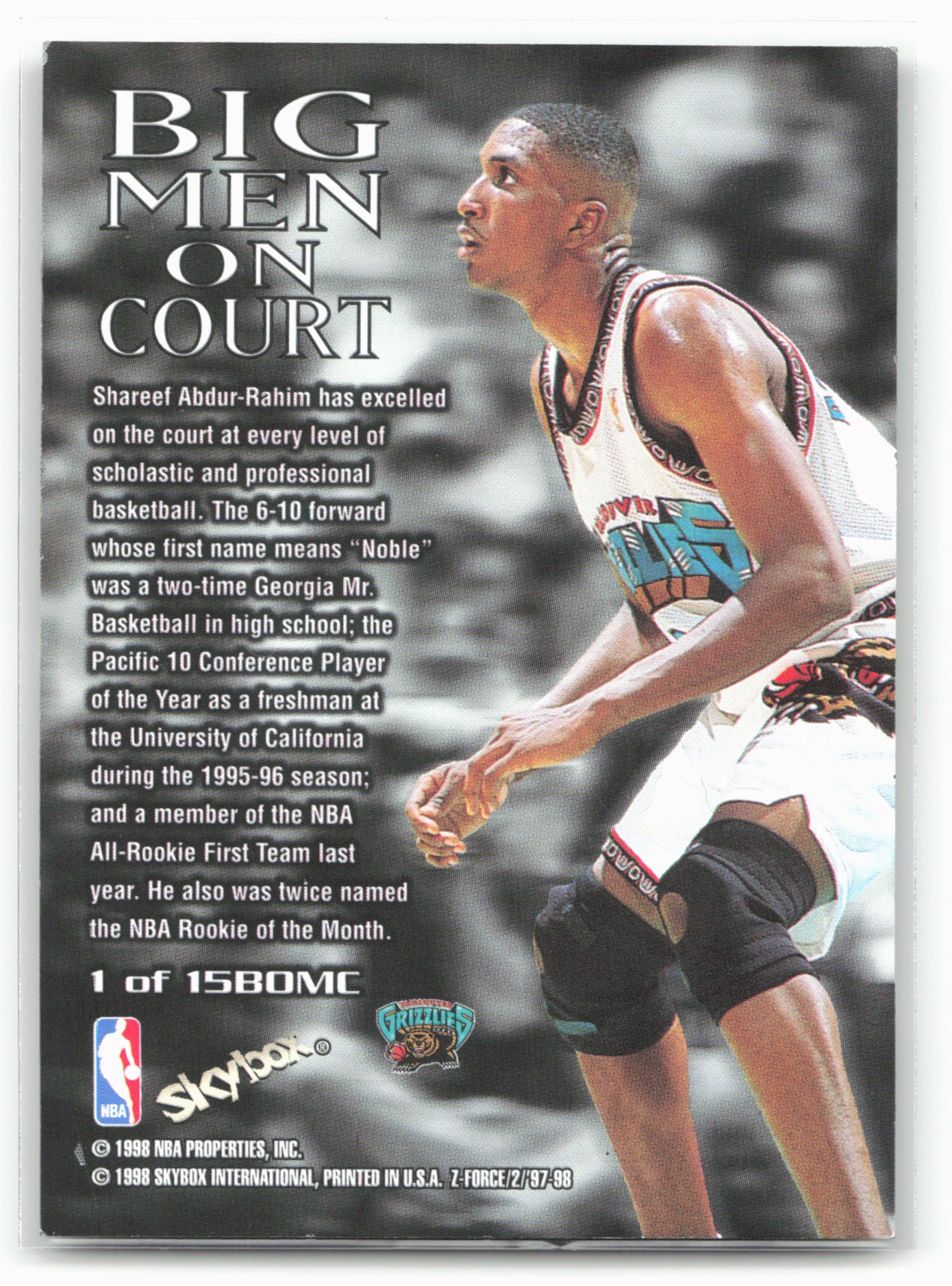 1997-98 SkyBox Z-Force #1 BMOC Shareef Abdur-Rahim Big-Men-on-Court