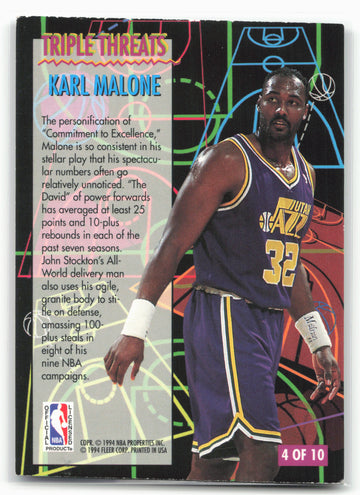 1994-95 Fleer #4 Karl Malone Triple Threats