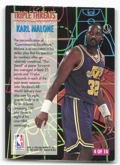 1994-95 Fleer #4 Karl Malone Triple Threats