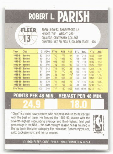1990-91 Fleer #13 Robert Parish