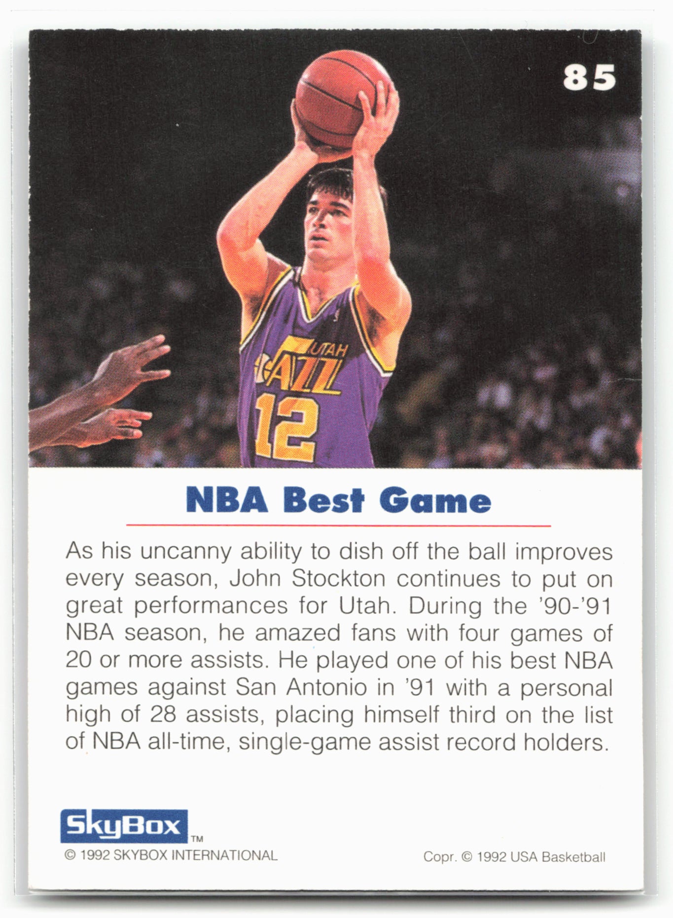 1992 SkyBox USA #85 John Stockton