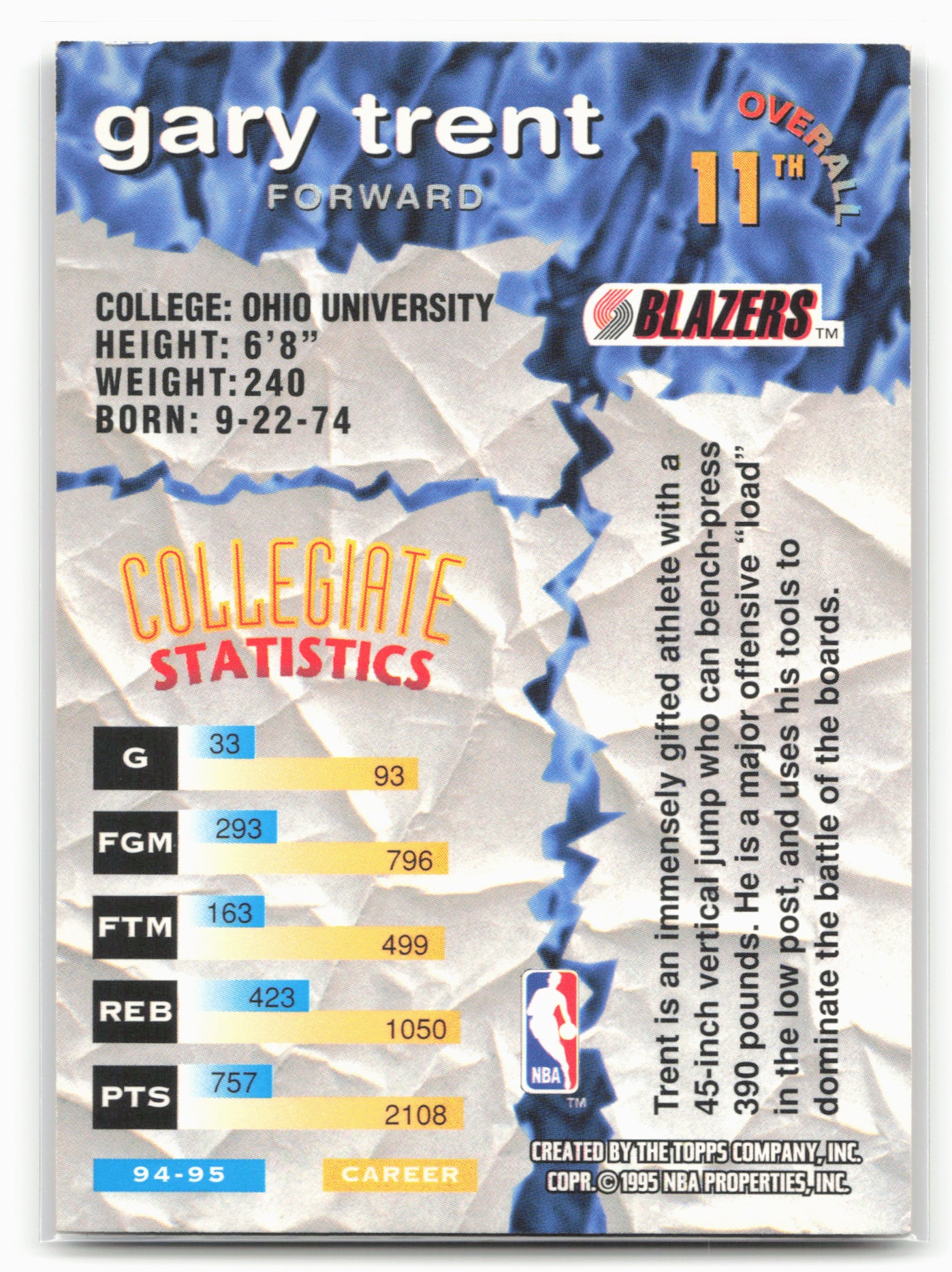 1995-96 Stadium Club #11 Gary Trent Draft Picks