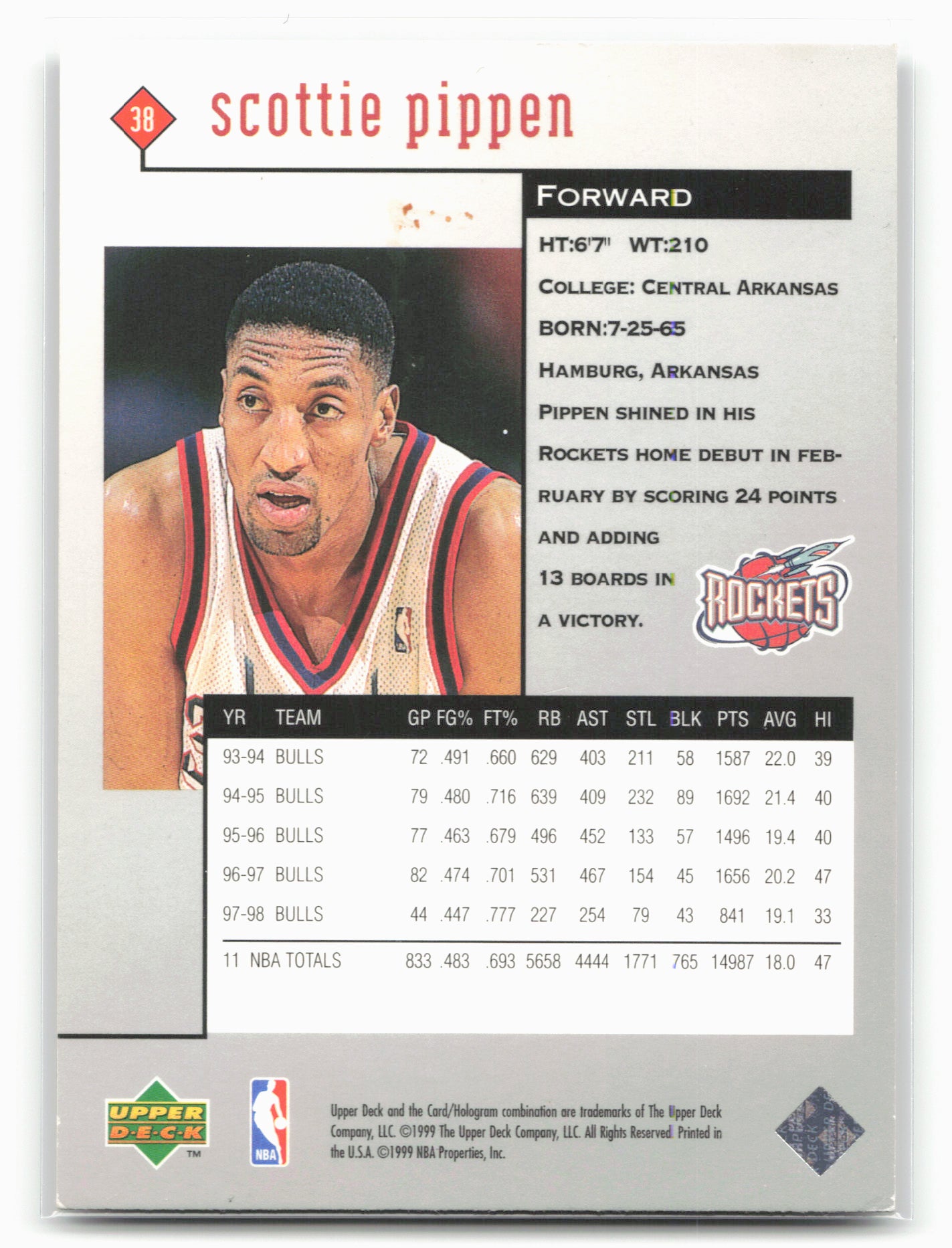 1998-99 Upper Deck Black Diamond #38 Scottie Pippen