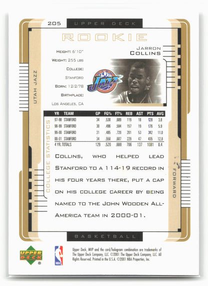 2001-02 Upper Deck MVP #205 Jarron Collins