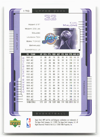 2001-02 Upper Deck MVP #170 Karl Malone