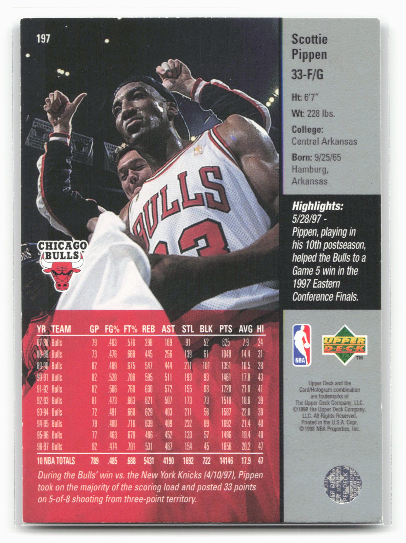 1997-98 Upper Deck #197 Scottie Pippen